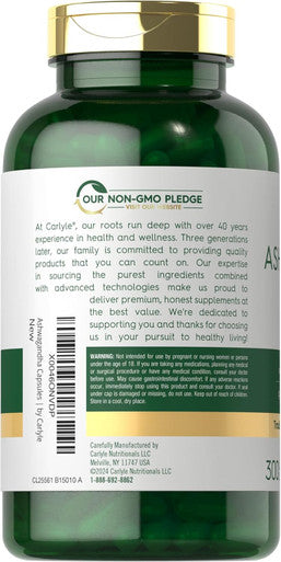 Carlyle Ashwagandha Supplement 3000mg | 300 Capsules | Root Extract Supplement | Non-GMO Gluten