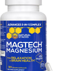 NATURAL STACKS MagTech Magnesium Complex for Women & Men - 3 Forms of Magnesium: Glycinate Magtein L-Threonate & Taurate - 200mg Chelated Complex - Support for Relaxation & Brain Health