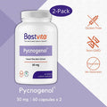 Pycnogenol 50mg (120 Capsules) (60x2) - French Maritime Pine Bark Extract - No Stearates - Gluten Free - Non GMO