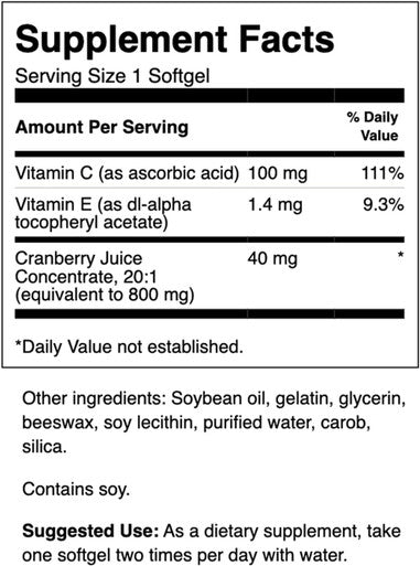 Swanson Cranberry - Supports Urinary Tract Health Bladder Control and Promotes Healthy Kidney Function - Cranberry Supplement Made with 20:1 Cranberry Juice Concentrate - (180 Softgels)
