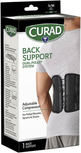 Curad Back Support with Dual- Pulley System Size S/M - Adjustable Compression