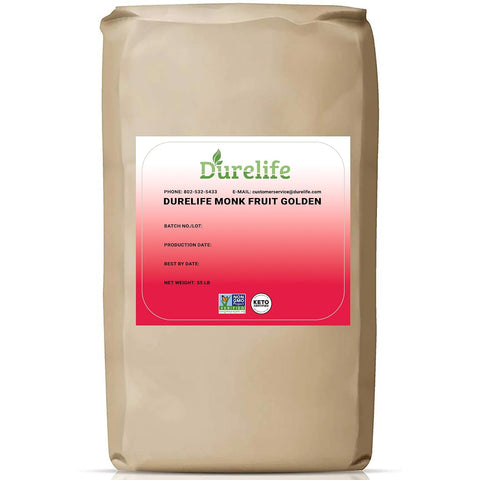 Durelife Golden Monk Fruit Sweetener, 1:1 Sugar Replacement, Keto Diet Friendly, Zero Calorie, Kosher Sugar Substitute, Golden - 10 lb Bulk Size