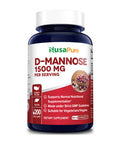 NusaPure D-Mannose 1500 mg - 200 Vegetarian Capsules (Organic, Non-GMO & Gluten-Free)