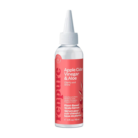 RENPURE Plant Based* Apple Cider Vinegar Scalp Serum for Dull Hair, 4oz | ACV rinse with Aloe detoxifies, loosens buildup and oil, soothes, leaving scalp feeling fresh and dull strands shiny daily