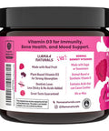 Llama Naturals Vitamin D3 Vegan Organic Immune Support Supplement Vitamin D Gummies for Adults and Kids Real Fruit Gummy Vitamins Promotes Bone Health No Added Sugar Cane Raspberry 60 Ct