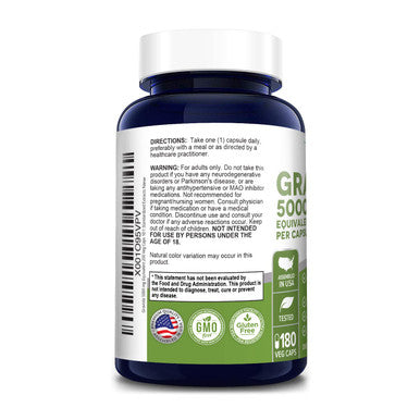 Nusapure Graviola 5,000 mg Equivalent per caps. 180 Veggie Caps (Non-GMO, , Extract 10:1)