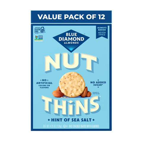Blue Diamond Almonds Nut-Thins Hint of Sea Salt, 4.25 oz, Pack of 6