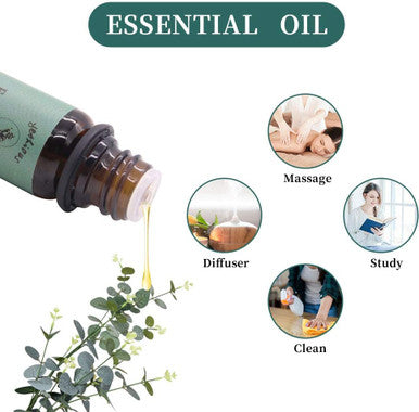 Yethious Eucalyptus Essential Oil 100% Pure Natural Organic Aromatherapy Oil 10ml for Massage,Skin Care,Diffuser,Humidifier