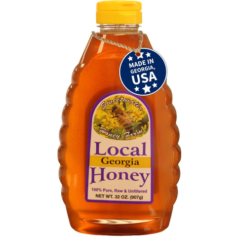 Peach Honey, 32oz, Raw & Unfiltered, Sweetwater Creek Honey Farm | 100% Raw, & Unfiltered, Peach-Infused to Perfection, Beekeeper Owned and Operated, Natural Sweetener, Sugar Replacement