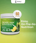 Dr. Berg's Raw Wheatgrass Juice Powder (60 Servings) - USDA Organic Wheatgrass Powder w/ Chlorophyll, Trace Minerals & Natural Enzymes - Ultra-Concentrated - Lemon Flavor w/ Stevia 1 Pack