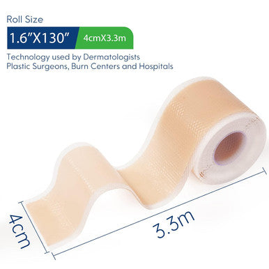 Silicone Scar Sheets (1.6 X 130 , 3.3M), Professional Silicone Scar Tape, Silicone Scar Strips, Reusable Scar Removal Sheets For Surgical Scars, C-Section, Surgery, Burn, Keloid, Acne