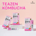 Teazen 2 Flavor 40 Stick Variety Pack Kombucha Powder Drink Mix Lemon 20 sticks (1.76oz x 2 Packs) & Peach 20 sticks (1.76oz x 2 Packs)