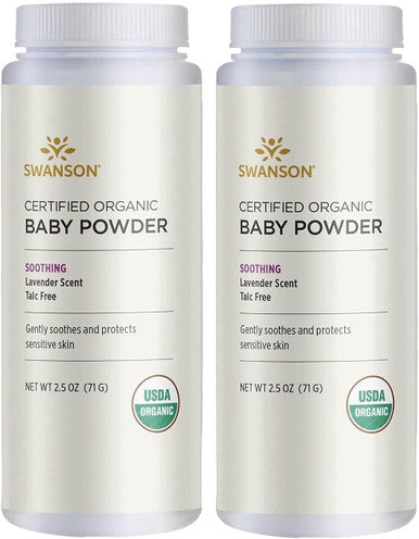 Swanson Organic Baby Powder Talc- Lavender Scent 2.5 Ounce (71 g) Pwdr (2 Pack)