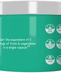 Codeage 5 Servings of s & Veggies Equivalent in 1 Single Capsule, Food Non-GMO, 15 Greens & s All-in-One Pill, Eat Vegetables for Wellness Vegan Vitamins Supplement, 60 ct