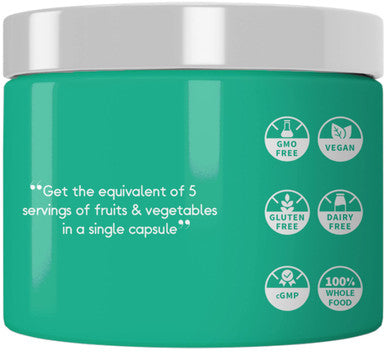 Codeage 5 Servings of s & Veggies Equivalent in 1 Single Capsule, Food Non-GMO, 15 Greens & s All-in-One Pill, Eat Vegetables for Wellness Vegan Vitamins Supplement, 60 ct