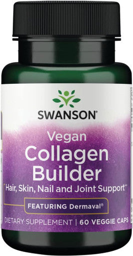 Swanson Vegan Collagen Builder - Featuring Dermaval - Hair Skin Nail Health - 60 Veg Caps