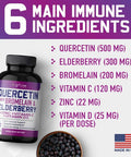 Quercetin with Vitamin C and Zinc - Quercetin 500mg - Quercetin with Bromelain - Zinc Quercetin - 120 Veggie Caps - Elderberry with zinc and Vitamin c for Adults (Non-GMO, Vegan) 2 Months Supply