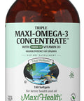 Maxi Health Triple Omega-3 Concentrate - Fish Oil - "1000 IU" Vitamin D3 (190 Capsules)