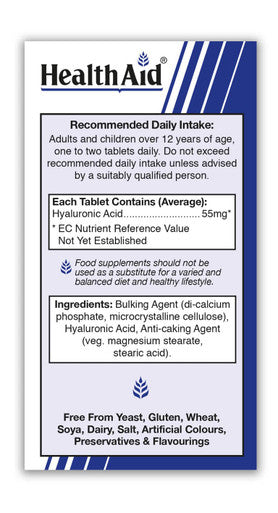 Health Aid Hyaluronic Acid 55Mg New 30 Tablets