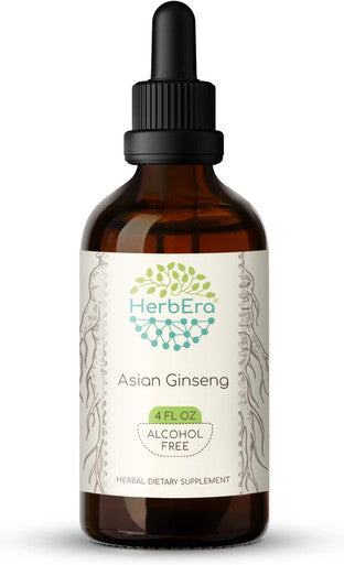 Asian Ginseng B120 Alcohol-Free Herbal Extract Tincture, Wildcrafted Korean Red Ginseng (Asian Ginseng, Panax Ginseng) Dried Root (4 fl oz)