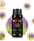 Aromatherapy Clary Sage Essential Oil, Therapeutic Grade Clary Sage Aromatherapy Essential Oil Fragrance, 100% Pure Clary Sage Scent Essential Oil for Diffuser, Humidifier, Massage 0.33 oz - 10ml