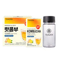 Teazen Hot Kombucha Ginger Lemon Flavor Variety Pack with Classic Eco Bottle (Kombucha Powder 40 Sticks Eco Bottle 1EA x 11.8oz)