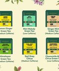 Vahdam Green Tea Variety Pack Sampler Assortment (60 Pyramid Tea Bags 6 Flavor) | Non-GMO Project Verified Premium Tea with No Artificial Ingredients