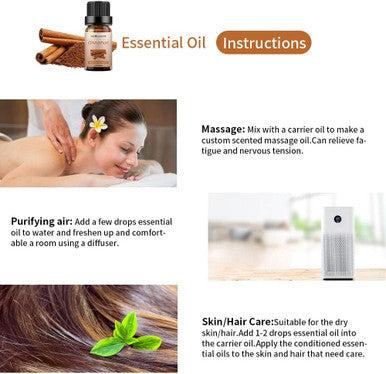 Sedbuwza Cinnamon Essential Oil Natural 100% Pure Organic Aromatherapy Mothers Day Gifts Oils for Massage Diffuser Skin Hair Care
