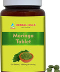 Herbal Hills Moringa Tablets Moringa Leaf/Shigru/Drumstick Leaf/Moringa Oleifera | 120 Count (1000 Mg) | Pure Powder In A Tablet