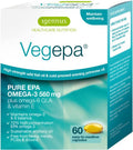 Vegepa Omega 3 Wild Fish Oil & Evening Primrose Oil Blend, 560 mg EPA Plus GLA, 60 Small Softgels