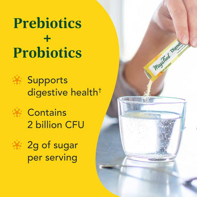MegaFood Kombucha Powder - Probiotics For Digestive Health - Water Enhancer - Prebiotics And Probiotics For Women & Men - Support Gut Health - 2 Billion Cfu - Lemon Ginger - 10 Count (Pack Of 1)