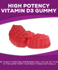 Vitamin D3 Gummies 5,000 IU 125 mcg - Extra Strength Natural Immune Support and Support Bone Health - Delicious, Non-GMO, Tasty Gummy for Children, Adults, and Seniors - 60 Gummies