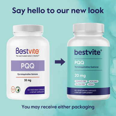 Bestvite PQQ 20mg (Pyrroloquinoline Quinone) (120 Vegetarian Capsules) - No Stearates - Vegan - Non GMO - Gluten