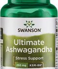 Swanson Ultimate Ashwagandha KSM-66 - Herbal Supplement Supporting Healthy Stress Levels & Relaxation - Natural Formula to Promote a Calm & Relaxed Mindset - (60 Veggie Capsules 250mg Each)