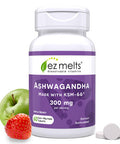 EZ Melts Dissolvable KSM-66 Ashwagandha 300 mg Sugar-Free Stress Sleep and Mood Support Supplement 30-Day Supply Apple Berry-Flavor