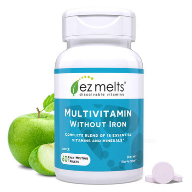 EZ Melts Dissolvable Multivitamin Without Iron 18 Vitamins & Minerals Including Vitamin A Biotin Vitamin B12 Vitamin C Vitamin D3 Zinc and More Sugar-Free 1-Month Supply