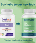 BESTVITE Zinc Chelate 50mg (480 Vegetarian Capsules) (240 x 2) - No Stearates - Vegan - Non GMO - Gluten Free