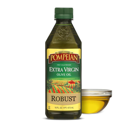 Pompeian Robust Extra Virgin Olive Oil - 68 fl oz (2 L) | First Cold Pressed Olive Oil for Cooking - Full-Bodied Taste for Dressings and Marinades - Value Size