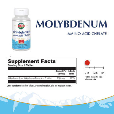 Kal 250 Mcg Molybdenum Chelated Tablets, 100 Count