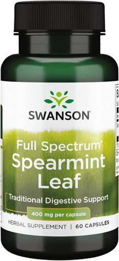 Swanson Spearmint Leaf (Mentha Spicata) - Full Spectrum Herbal Supplement Supporting Digestive Health & Mild Stomach Issues - Natural Formula Supporting Health & Wellness - (60 Capsules 400mg Each)