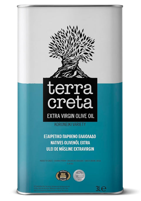 Terra Creta | Award Winning | Kolymvari Estates | 100% Pure Greek Olive Oil | Cold Extracted | Protective Designation of Origin | 3Ltr - (101.4 fl.oz) Tin