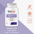 Vitamin D 2000 IU (240 Capsules) - No Stearates - Non GMO - Gluten Free
