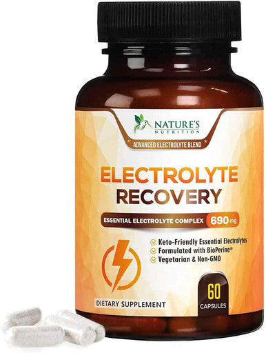 Electrolyte Hydration Tablets - Keto Friendly Zero Calorie Electrolytes Supplement for Rapid Rehydration & Recovery, Gluten-Free with Potassium and Magnesium for Sports and Exercise - 60 Capsules