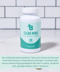Bloom Nutrition Clear Mind Nootropic Brain Booster Supplement with Lions Mane Mushroom Alpha GPC Ginseng Ginkgo Bilboa Rhodiola Rosea Supports Mental Clarity Memory Focus 60 Capsules