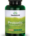 Swanson Probiotic for Digestive Health GI Tract Immune Support Travelers Support 20 Billion CFU with Prebiotic FOS 60 Veggie Capsules