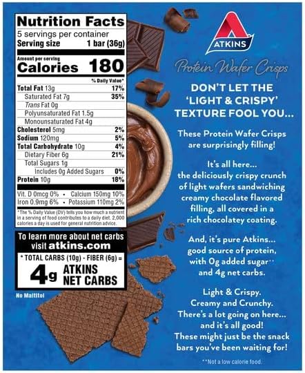 Atkins Protein Wafer Crisps Bundle Peanut Butter & Chocolate Cra Me Keto Friendly 5 Count Each