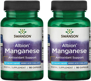 Swanson Albion Chelated Manganese 10 Milligrams 180 Capsules (2 Pack)