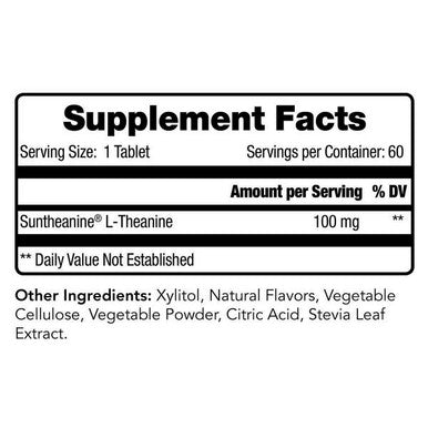 Tomorrow's Nutrition - SunTheanine L-Theanine, 100mg Tablets to Help Concentration, Focus, and Stress, 60 Chewable Tablets