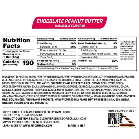 Fit Crunch High Protein Bars Value Pack Snack Size Protein Bars Gluten (Peanut Butter)