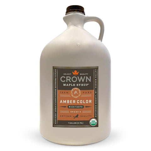 Crown Maple Certified Organic Dark Color Robust Taste Maple Syrup, Pure, Gluten Free, No Preservatives, Non-GMO pairs well with Pancakes, Coffee, Cocktails & Brunch, 12.7 Fl Oz (Pack of 1)